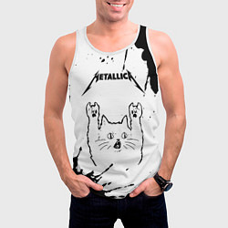 Майка-безрукавка мужская Metallica рок кот на светлом фоне, цвет: 3D-белый — фото 2