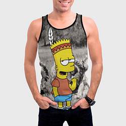 Майка-безрукавка мужская Барт Симпсон - начинающий индеец, цвет: 3D-черный — фото 2