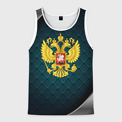 Майка-безрукавка мужская Герб России из золота, цвет: 3D-белый