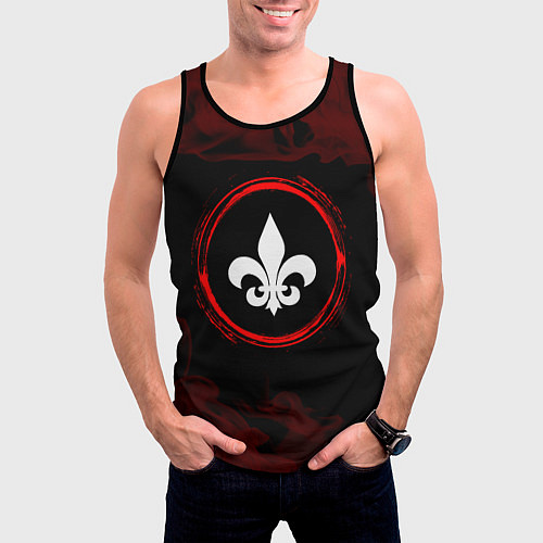Мужская майка без рукавов Символ Saints Row и краска вокруг на темном фоне / 3D-Черный – фото 3