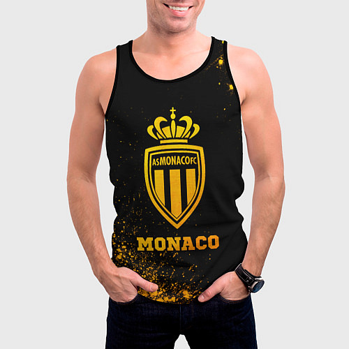 Мужская майка без рукавов Monaco - gold gradient / 3D-Черный – фото 3