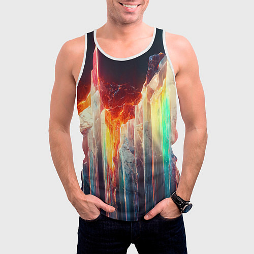 Мужская майка без рукавов Яркие светящиеся осколки / 3D-Белый – фото 3