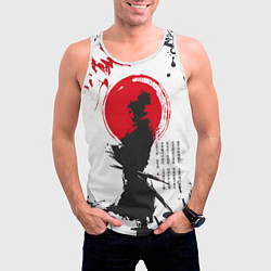 Майка-безрукавка мужская Самурай на фоне солнца, цвет: 3D-белый — фото 2