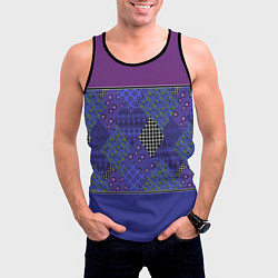 Майка-безрукавка мужская Combined burgundy-blue pattern with patchwork, цвет: 3D-черный — фото 2