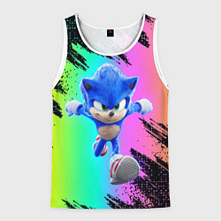 Майка-безрукавка мужская Sonic neon, цвет: 3D-белый