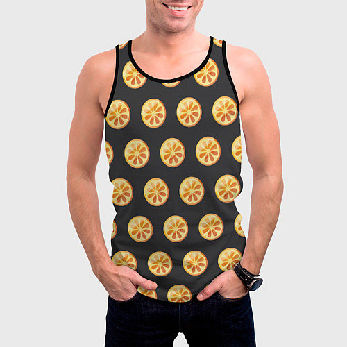 Мужская майка без рукавов Апельсин Паттерн - Черная версия / 3D-Черный – фото 3