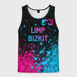 Майка-безрукавка мужская Limp Bizkit - neon gradient: символ сверху, цвет: 3D-черный