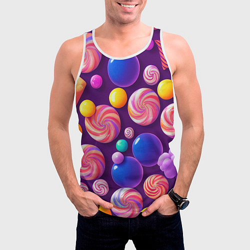 Мужская майка без рукавов Сладости для радости / 3D-Белый – фото 3