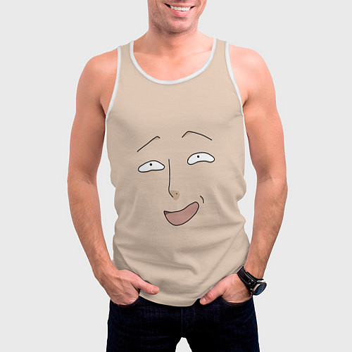 Мужская майка без рукавов One Punch man Saitama face / 3D-Белый – фото 3