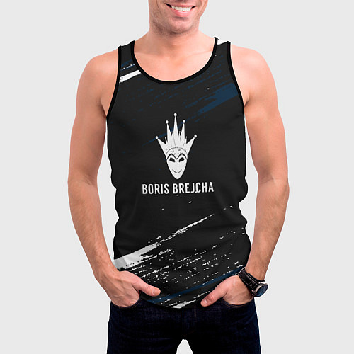 Мужская майка без рукавов Boris Brejcha в маске краска / 3D-Черный – фото 3