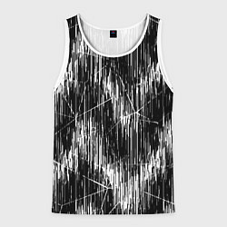 Майка-безрукавка мужская Черно-белые штрихи, зигзаг, цвет: 3D-белый