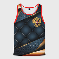 Майка-безрукавка мужская Золотой герб России на объемном фоне, цвет: 3D-красный