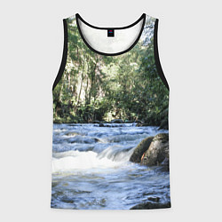Майка-безрукавка мужская Течёт река в лесу, цвет: 3D-черный