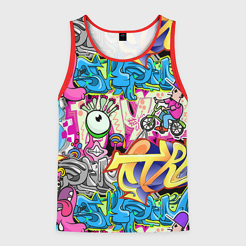 Мужская майка без рукавов Велосипедист и глаз граффити / 3D-Красный – фото 1