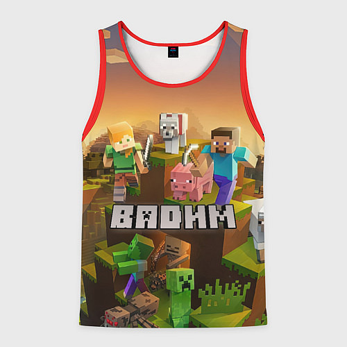 Мужская майка без рукавов Вадим Minecraft / 3D-Красный – фото 1