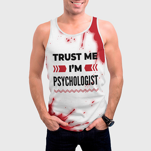 Мужская майка без рукавов Trust me Im psychologist white / 3D-Белый – фото 3