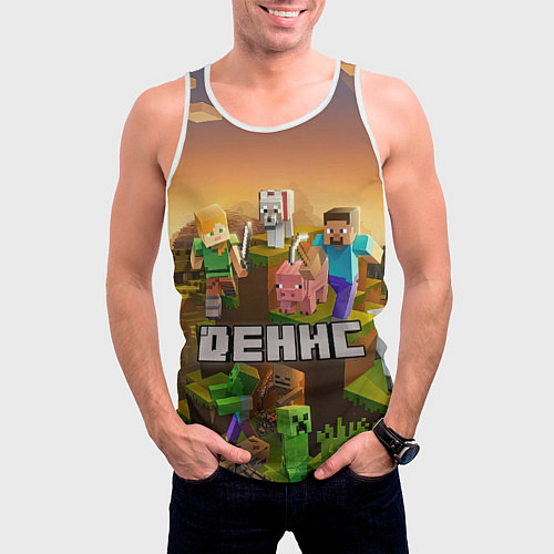Мужская майка без рукавов Денис Майнкрафт / 3D-Белый – фото 3