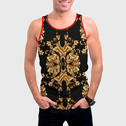 Майка-безрукавка мужская Золотая гжель модные цветы, цвет: 3D-красный — фото 2