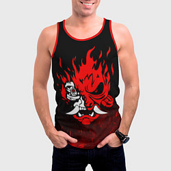 Майка-безрукавка мужская Cyberpunk 2077 - Логотип в огне, цвет: 3D-красный — фото 2