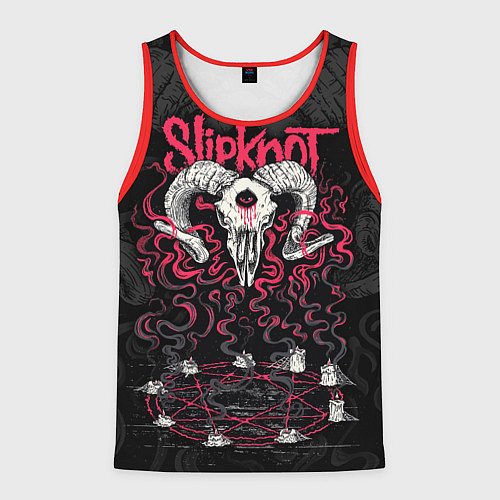 Мужская майка без рукавов Slipknot - goat skull / 3D-Красный – фото 1