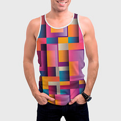 Майка-безрукавка мужская Квадрат и прямоугольники, цвет: 3D-белый — фото 2