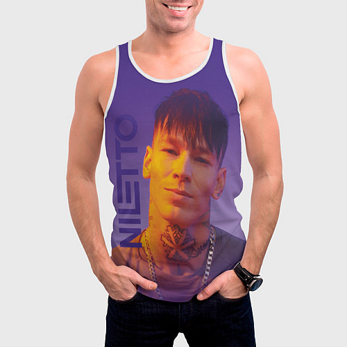 Мужская майка без рукавов Niletto на фиолетовом фоне / 3D-Белый – фото 3