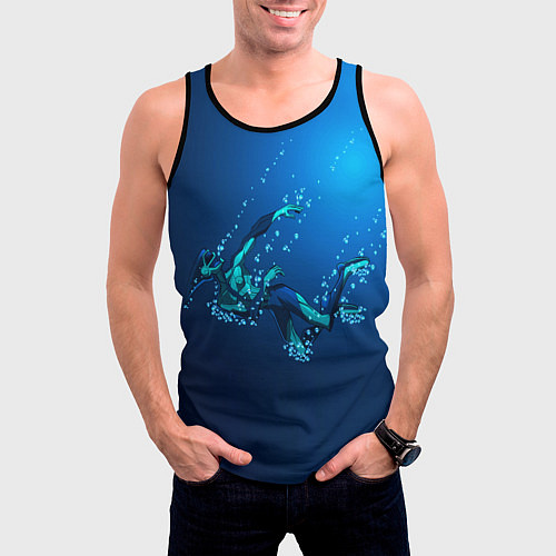 Мужская майка без рукавов Ихтиандр : человек - амфибия рисунок / 3D-Черный – фото 3