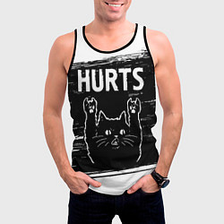Майка-безрукавка мужская Группа Hurts и рок кот, цвет: 3D-черный — фото 2