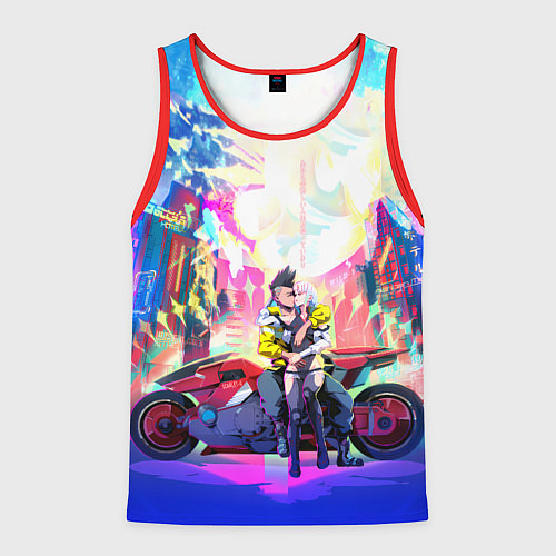 Мужская майка без рукавов Cyberpunk Edgerunners Люси и Дэвид / 3D-Красный – фото 1