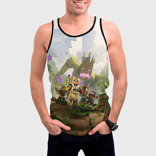 Мужская майка без рукавов Джунгли - Майнкрафт / 3D-Черный – фото 3