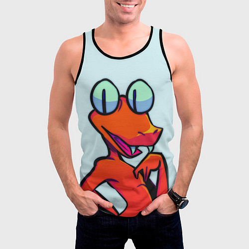 Мужская майка без рукавов Оранжевый - Радужные друзья / 3D-Черный – фото 3