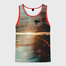 Майка-безрукавка мужская Светло-синий абстрактный фон и брызки красок, цвет: 3D-красный