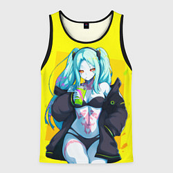 Майка-безрукавка мужская Ребекка пьет коктель - Киберпанк аниме, цвет: 3D-черный