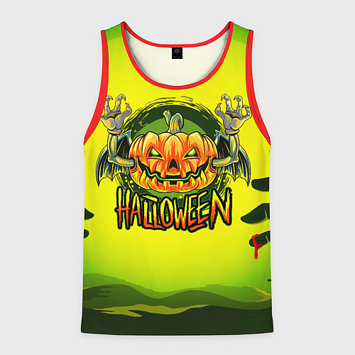 Мужская майка без рукавов Тыква - зомби хэллоуин / 3D-Красный – фото 1