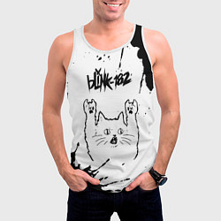 Майка-безрукавка мужская Blink 182 рок кот на светлом фоне, цвет: 3D-белый — фото 2