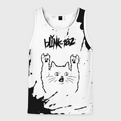 Майка-безрукавка мужская Blink 182 рок кот на светлом фоне, цвет: 3D-белый