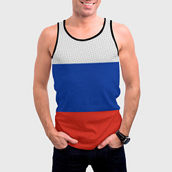Майка-безрукавка мужская Триколор - флаг России плетёный, цвет: 3D-черный — фото 2