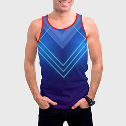 Майка-безрукавка мужская Глубокий синий с неоновыми полосами, цвет: 3D-красный — фото 2
