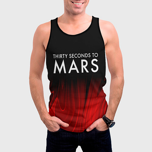 Мужская майка без рукавов Thirty Seconds to Mars red plasma / 3D-Черный – фото 3