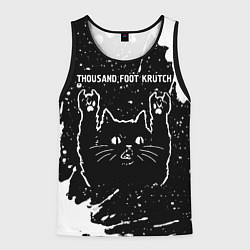 Майка-безрукавка мужская Группа Thousand Foot Krutch и рок кот, цвет: 3D-черный