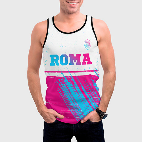 Мужская майка без рукавов Roma neon gradient style: символ сверху / 3D-Черный – фото 3