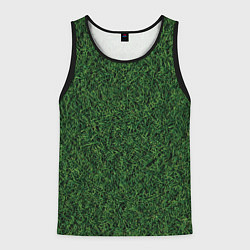 Майка-безрукавка мужская Зеленая камуфляжная трава, цвет: 3D-черный