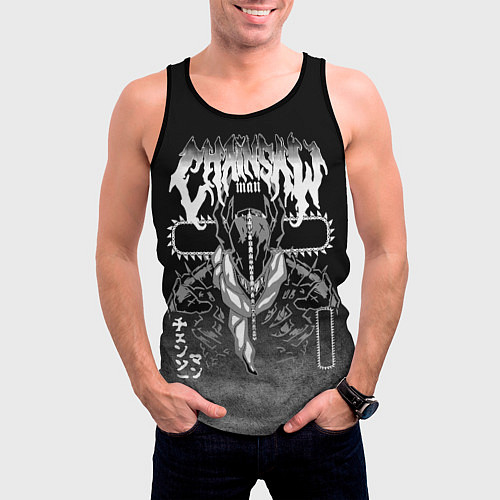 Мужская майка без рукавов Chainsaw Man Gray / 3D-Черный – фото 3