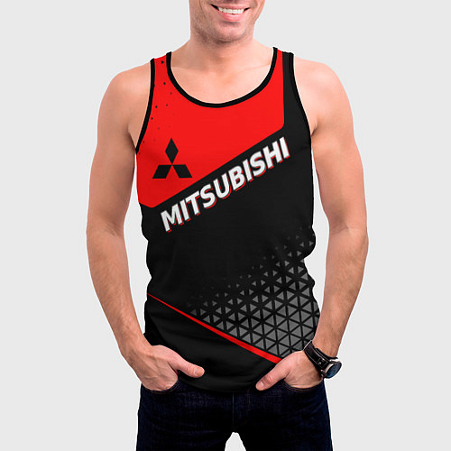 Мужская майка без рукавов Mitsubishi - Красная униформа / 3D-Черный – фото 3