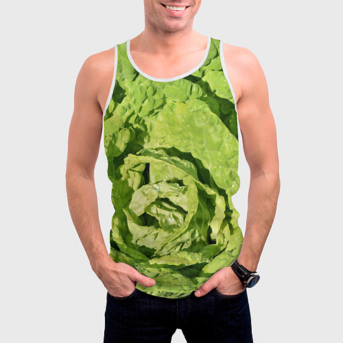 Мужская майка без рукавов Свежая капуста / 3D-Белый – фото 3