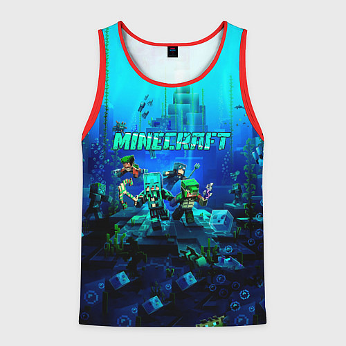 Мужская майка без рукавов Minecraft water / 3D-Красный – фото 1