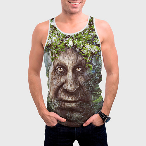 Мужская майка без рукавов Мудрое Таинственное Дерево / 3D-Белый – фото 3
