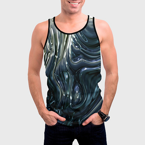 Мужская майка без рукавов Aesthetic visual art metal slime / 3D-Черный – фото 3