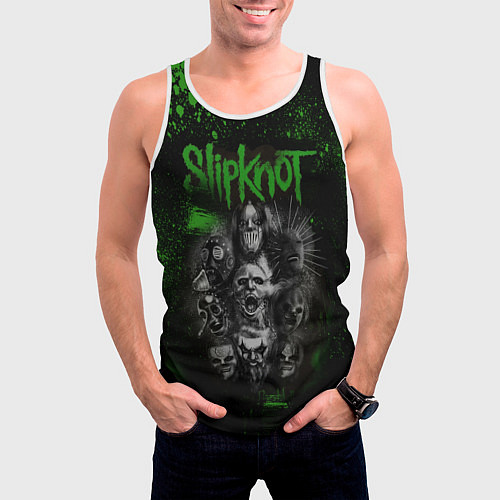 Мужская майка без рукавов Slipknot green / 3D-Белый – фото 3