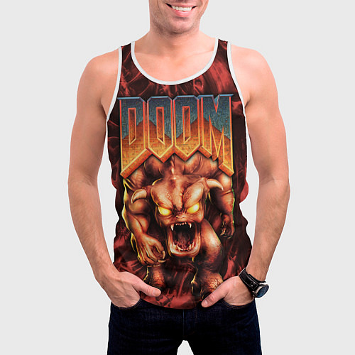 Мужская майка без рукавов DOS DOOM - Bull demon / 3D-Белый – фото 3